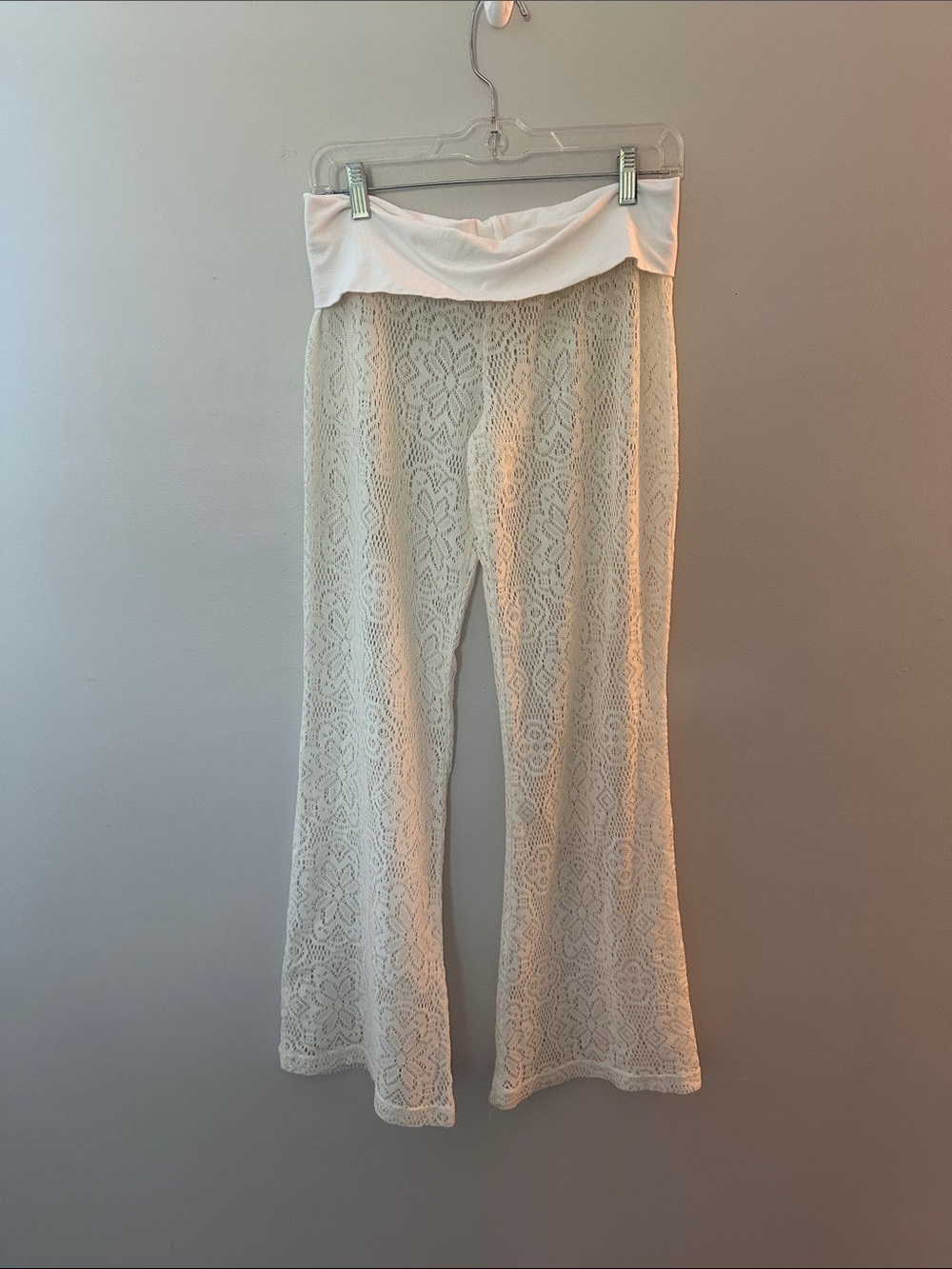 Pretty Rebellious Cream Lace Wide-Leg Pants swim cover-up